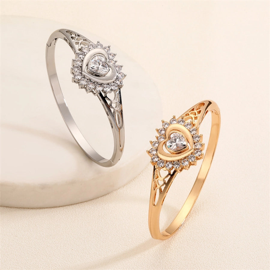 Casual Simple Style Streetwear Heart Shape 304 Stainless Steel Zircon Stainless Steel Bracelets In Bulk