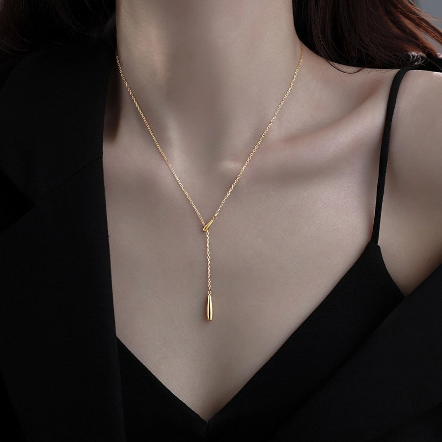 201 Stainless Steel Copper Water Droplets Pendant Necklace