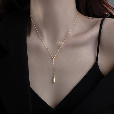 201 Stainless Steel Copper Water Droplets Pendant Necklace