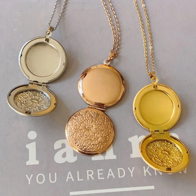 Jewelry IG Style Round Flower 316 Stainless Steel  18K Gold Plated Rose Gold Plated White Gold Plated Plating Locket Necklace