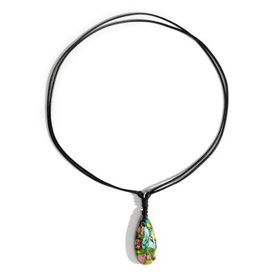 Bohemian Water Droplets Semi-precious stone rope Pendant Necklace In Bulk