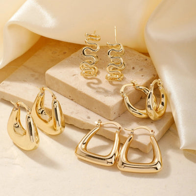 1 Pair Glam Luxurious Korean Style Geometric Inlay Copper Zircon K Gold Plated Ear clip