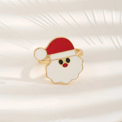 Copper 18K Gold Plated Inlay Santa Claus Zircon Rings