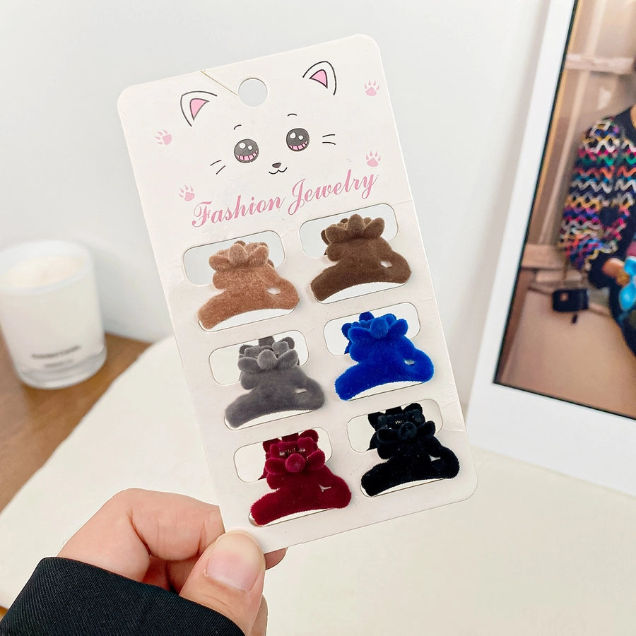 simple style solid color flocking hair claws