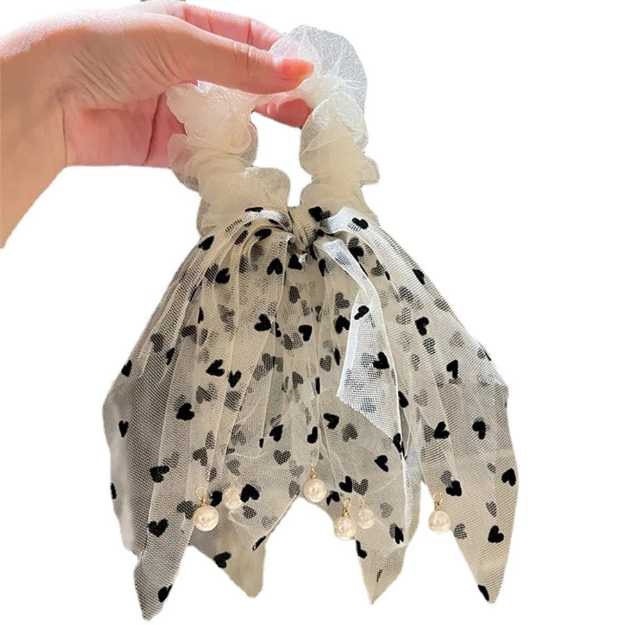 simple style heart shape lace tassel hair tie