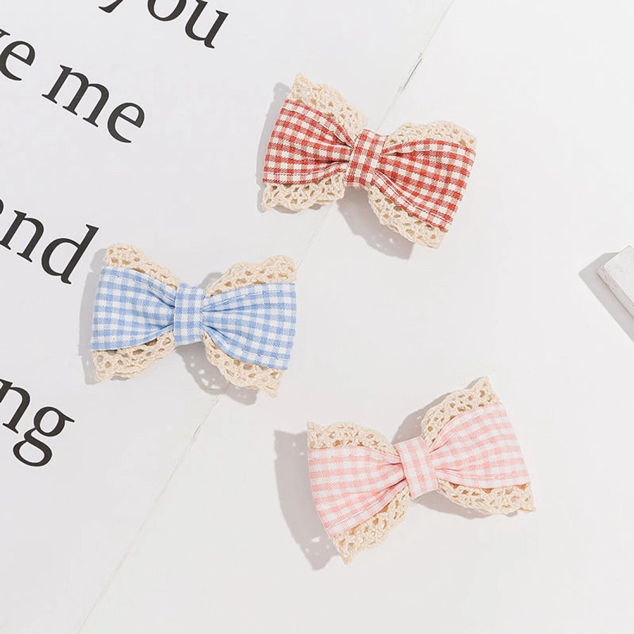 kid's pastoral bow knot cotton lace hair clip