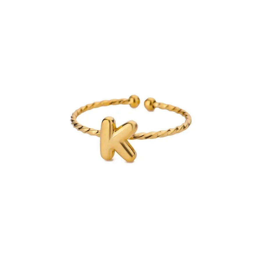 Jewelry Casual Simple Style Streetwear Letter 304 Stainless Steel 18K Gold Plated Open Rings