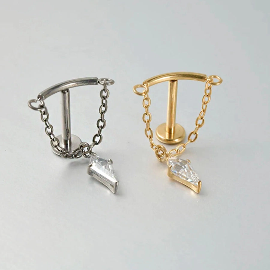 1 Piece Lip Rings Elegant Simple Style Artistic Geometric Pure Titanium Titanium Alloy Zircon 14K Gold Plated Silver Plated Lip Rings Ear Cartilage Rings & Studs