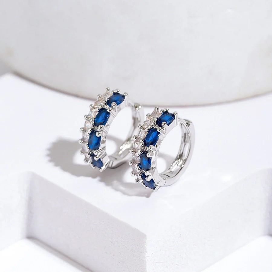 1 Pair Simple Style Geometric Plating Copper Zircon Earrings