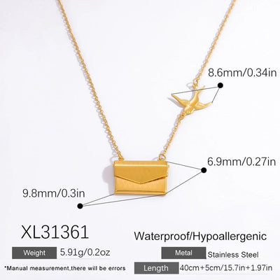 Jewelry Vintage Style Classic Style Book envelope Heart Shape Titanium Steel Plating Pendant Necklace