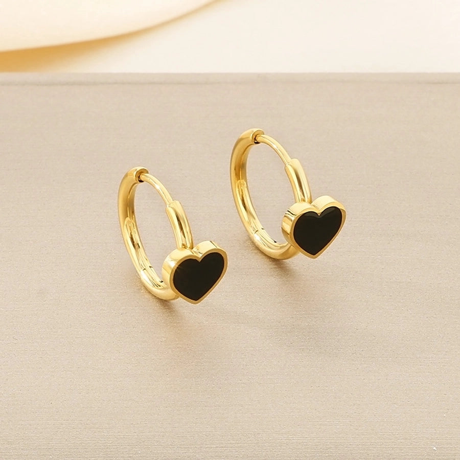 1 Pair Vintage Style Square Heart Shape Hollow Out Inlay 304 Stainless Steel Pearl Zircon 18K Gold Plated Earrings