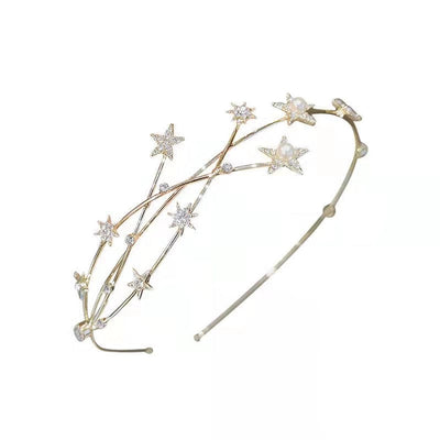 modern style sweet star plaid alloy rhinestone hair band
