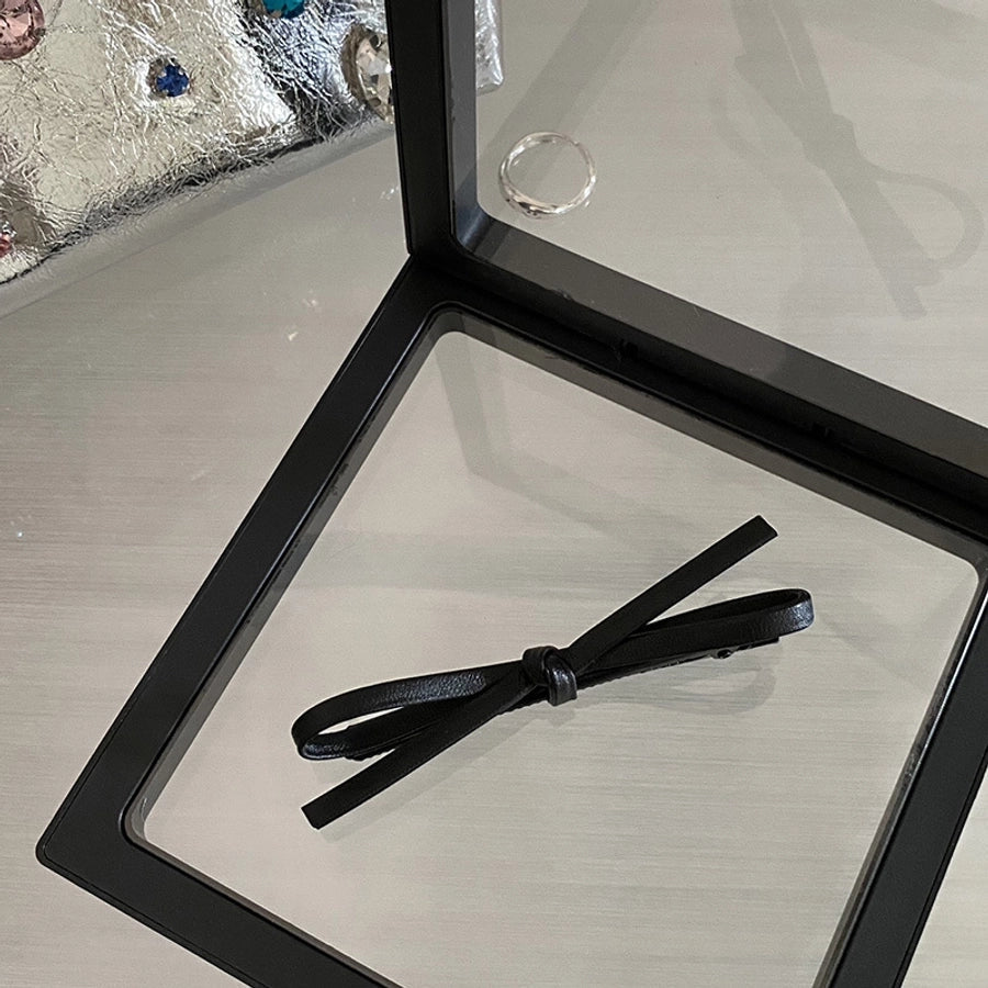 Women's Casual Simple Style Bow Knot Pu Leather Hair Clip