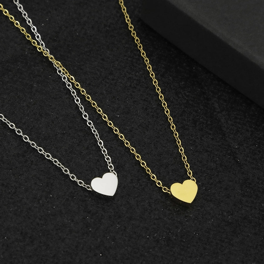 Jewelry IG Style Simple Style Commute Heart Shape 304 Stainless Steel 18K Gold Plated Plating Pendant Necklace