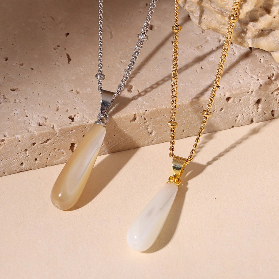 Jewelry Elegant Luxurious Vacation Water Droplets 304 Stainless Steel Shell 18K Gold Plated Pendant Necklace