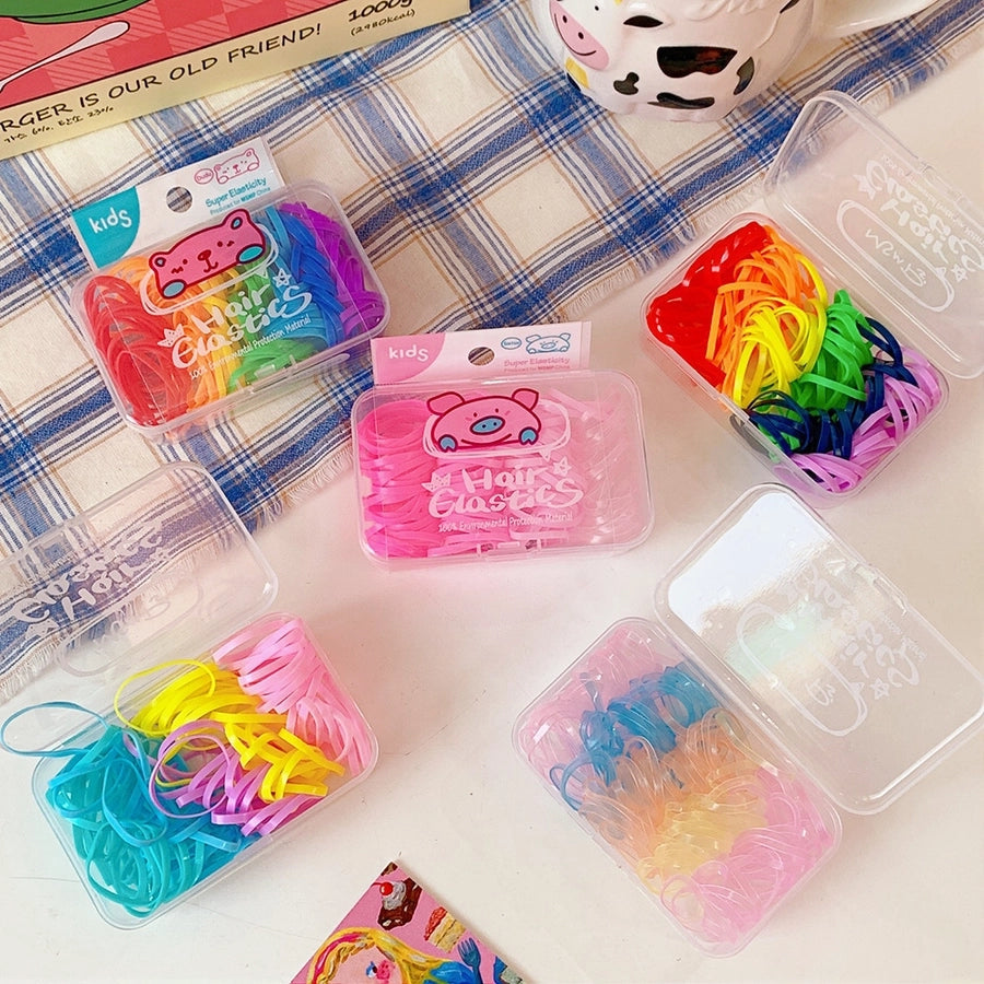 cartoon style colorful elastic band pleated rubber band 1 set