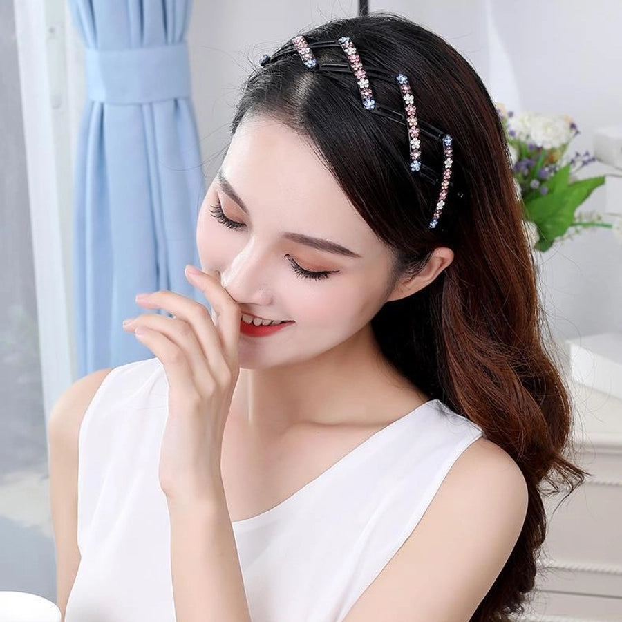 Women's Sweet Shiny Flower Arylic Inlay Rhinestones Pearl Hair Band