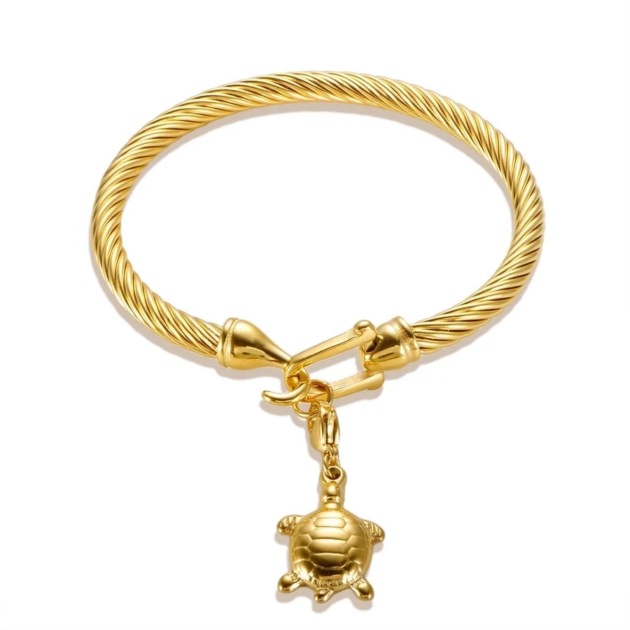 Marine Style Starfish Heart Shape Shell Titanium Steel Bangle In Bulk