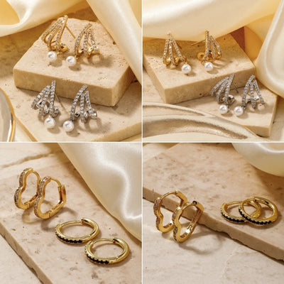 1 Pair Glam Lady Shiny Geometric Inlay Copper Zircon K Gold Plated Rhodium Plated Ear Studs