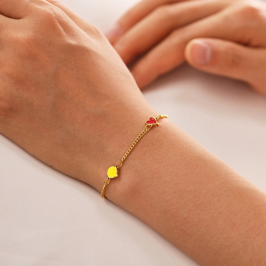 Simple Style Star Heart Shape 304 Stainless Steel Cuban Link Chain Curb Chain Bracelets In Bulk