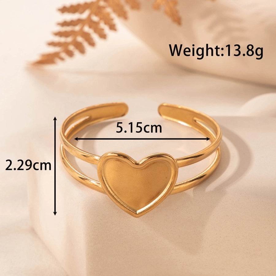 Simple Style Roman Style British Style Leaf Heart Shape Solid Color 304 Stainless Steel Bangle In Bulk