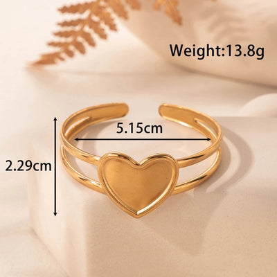 Simple Style Roman Style British Style Leaf Heart Shape Solid Color 304 Stainless Steel Bangle In Bulk