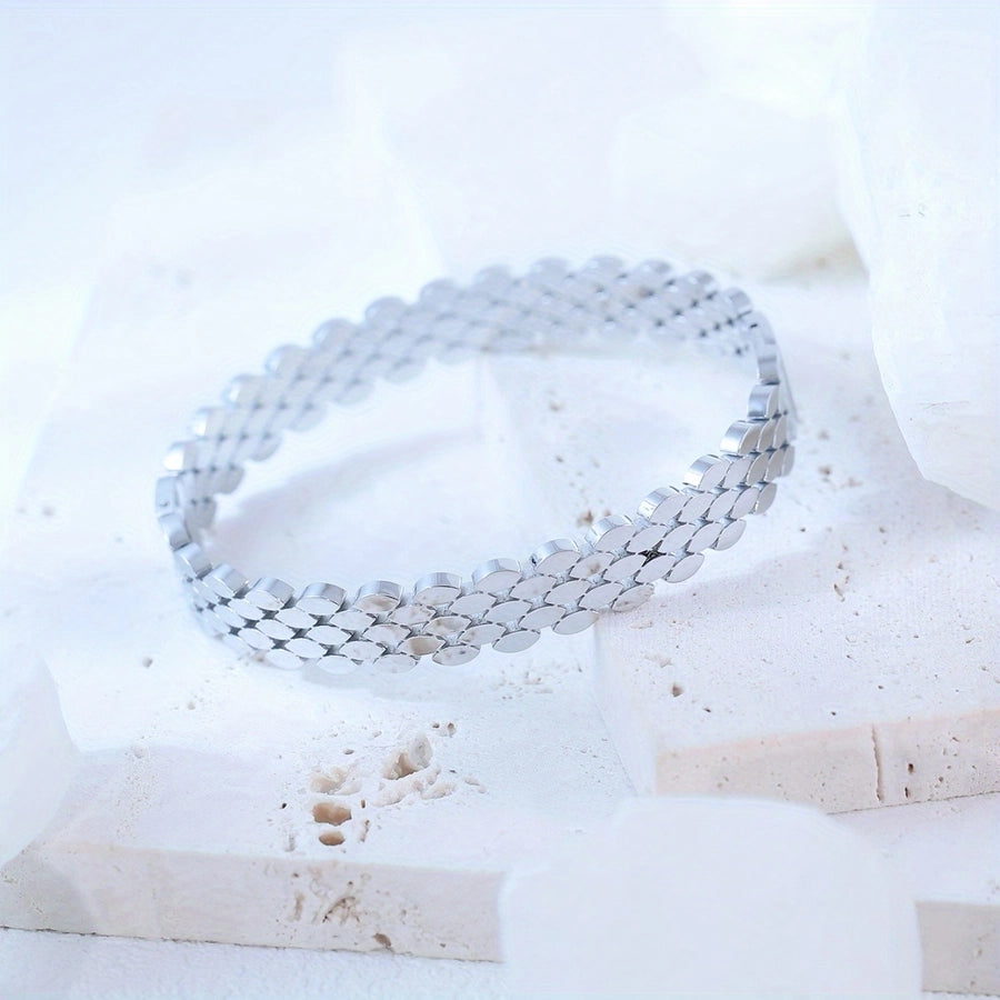 Elegant Simple Style Artistic Solid Color 304 Stainless Steel 18K Gold Plated Bangle In Bulk