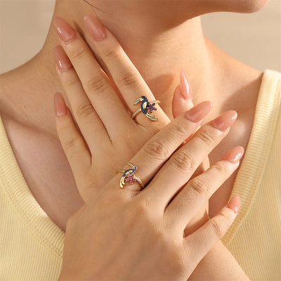 Jewelry Retro Classic Style Bird Copper Zircon Adjustable Ring