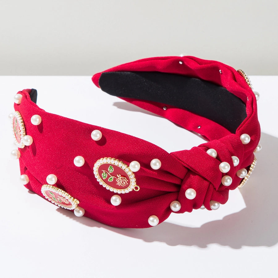 Women's Casual Vacation Classic Style Rose Alloy Cloth Inlay Artificial Pearls Hair Band