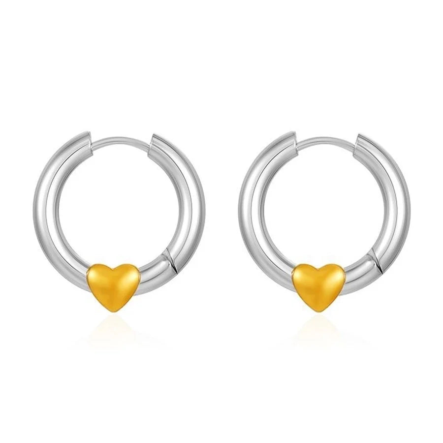1 Pair IG Style Heart Shape 304 Stainless Steel 18K Gold Plated Earrings