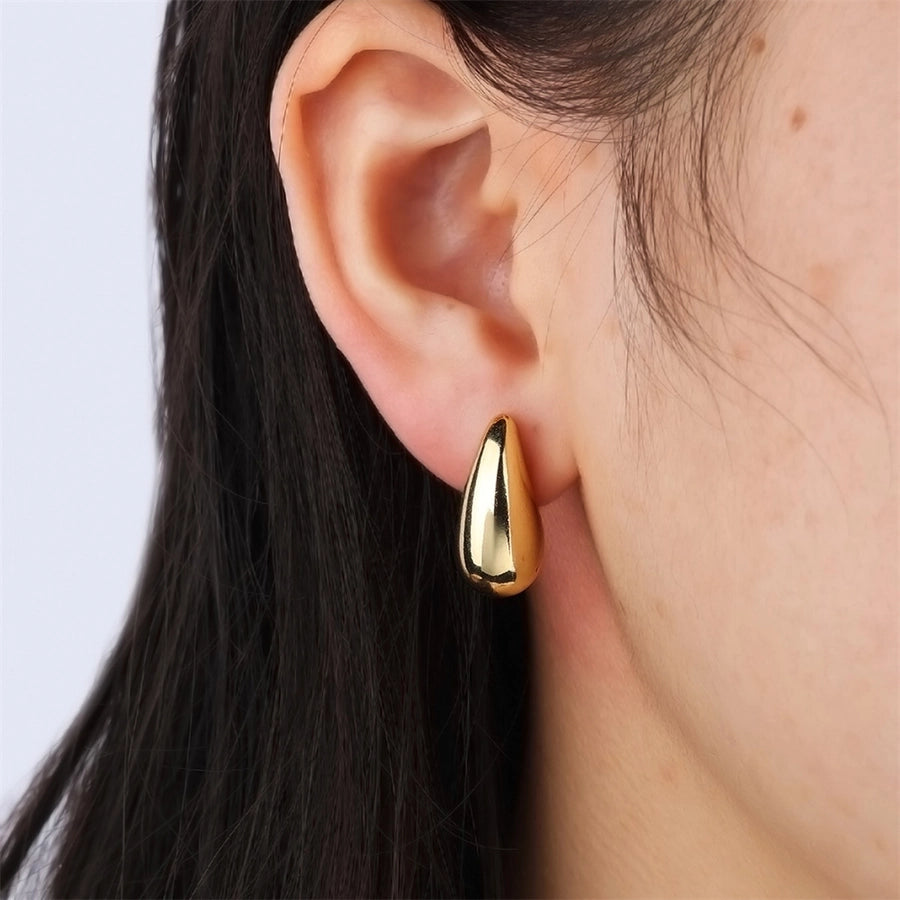 1 Pair Casual Simple Style Water Droplets 304 Stainless Steel 18K Gold Plated Ear Studs