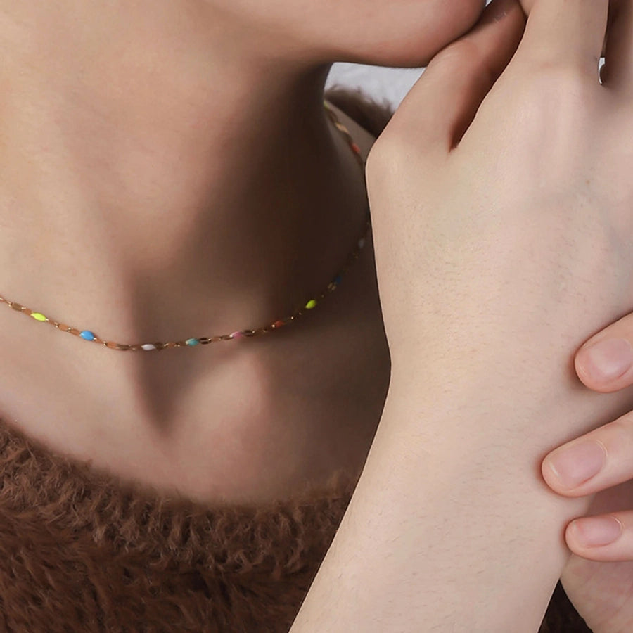 Jewelry Pastoral Simple Style Geometric 304 Stainless Steel Enamel Bracelets Anklet