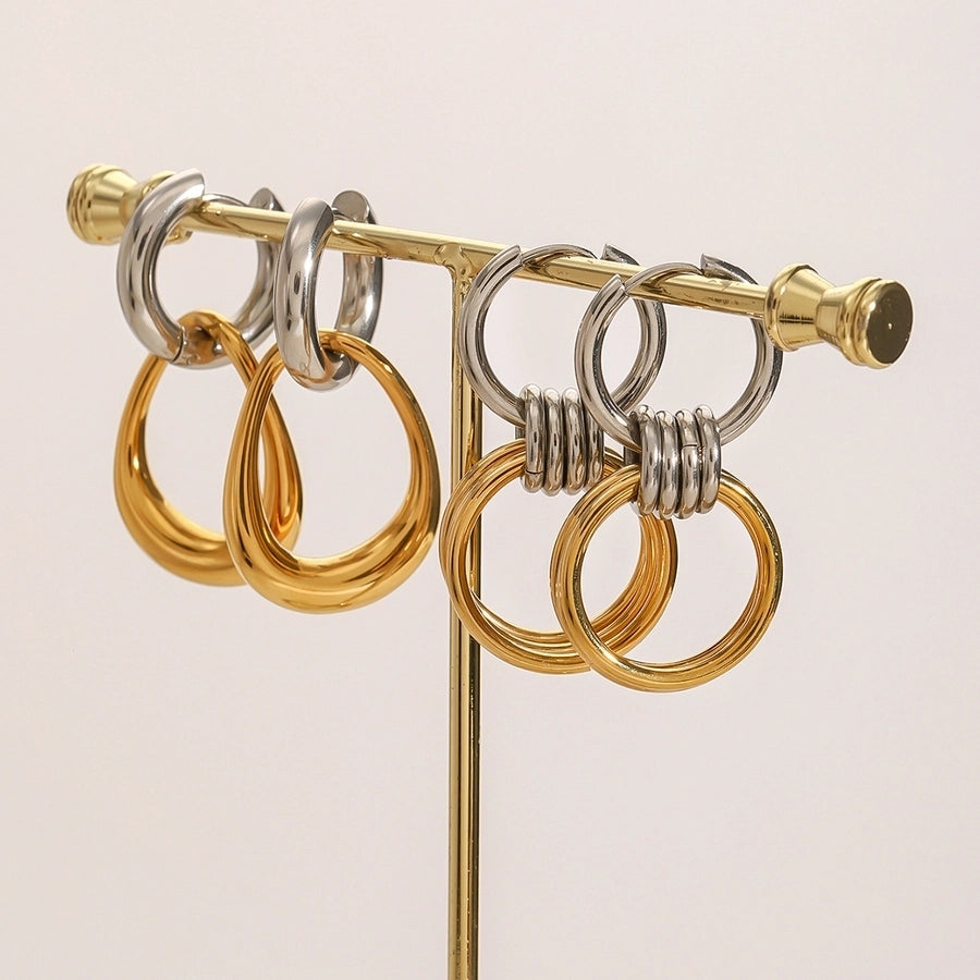 1 Pair Vintage Style Classic Style Geometric Mixed Metal Plating 304 Stainless Steel Drop Earrings