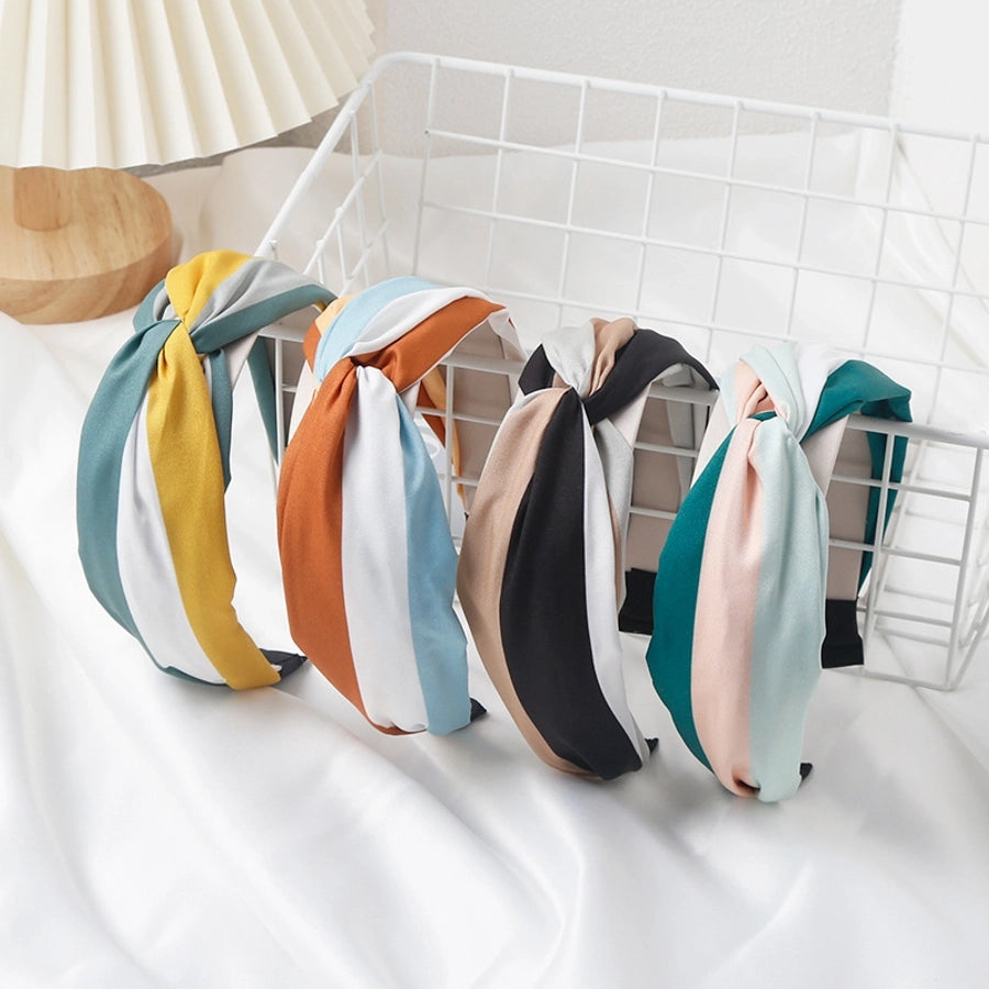 retro hairband women's fabric stitching stripe hair bundle pressure hair hoop net popular  new hairpin headdress