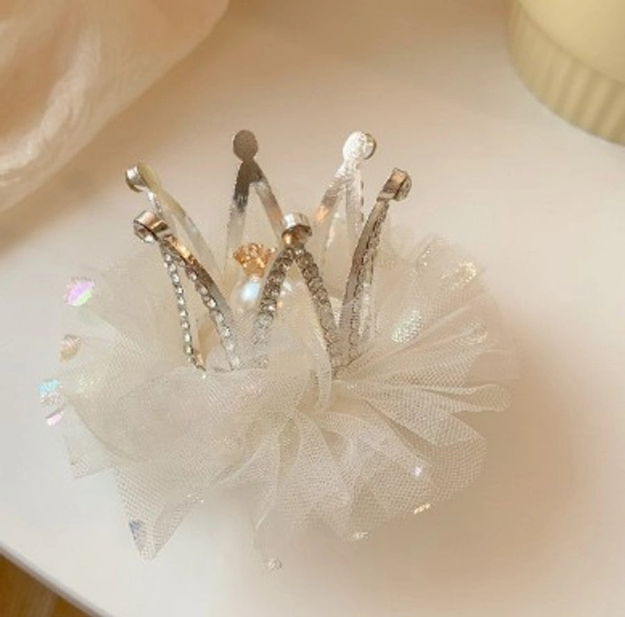 fashion crown gauze epoxy inlay rhinestones hair clip hair band 1 piece