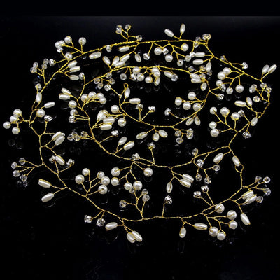 brides lengthened bridal handmade pearl hairband wedding accessories