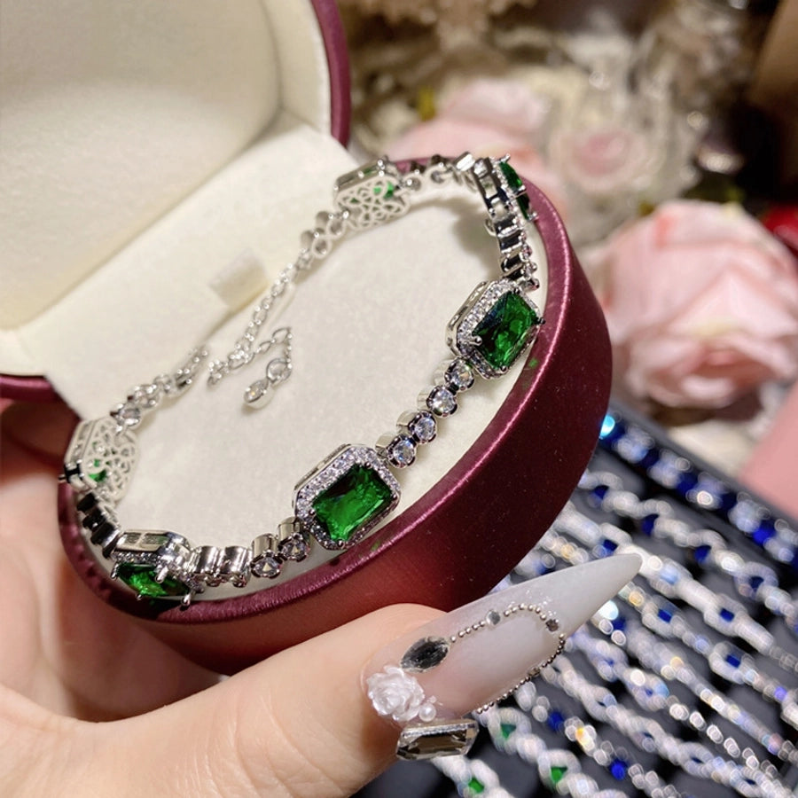 Copper Inlay Water Droplets Heart Shape Rectangle Artificial Gemstones Bracelets