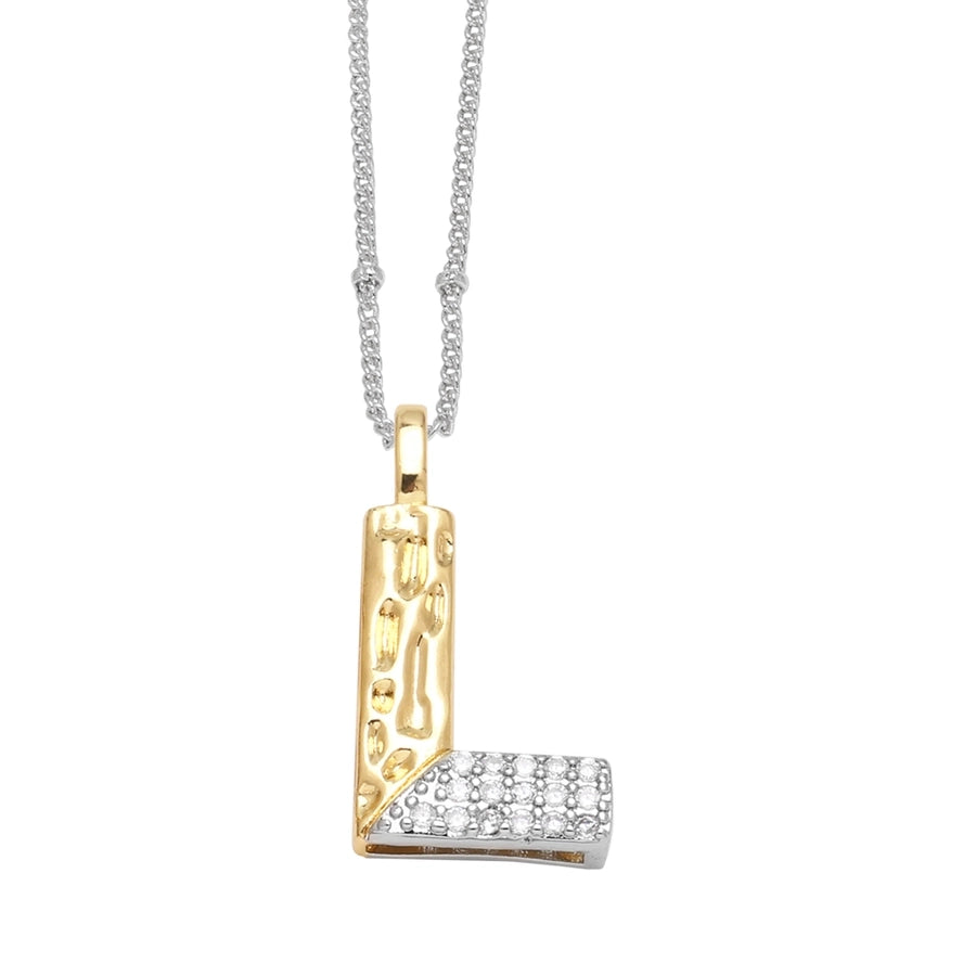 Jewelry Modern Style Simple Style letter 201 Stainless Steel Copper Zircon 18K Gold Plated Mixed Metal Inlay Pendant Necklace