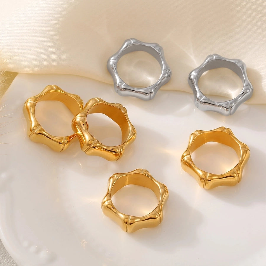 Jewelry Elegant Preppy Style Sweet Geometric 304 Stainless Steel 18K Gold Plated Rings