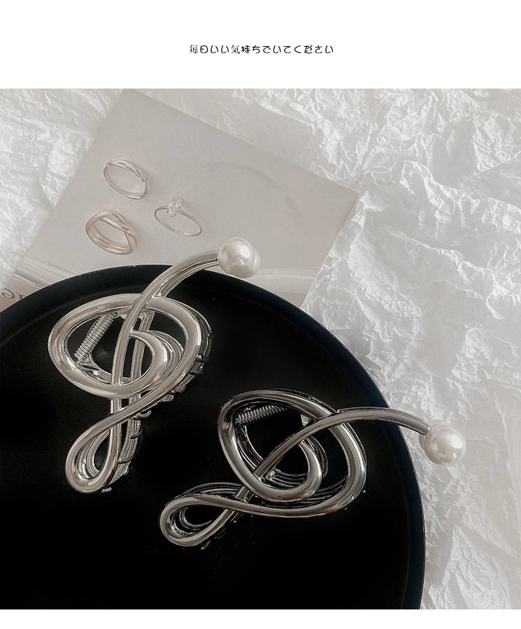 simple style notes alloy inlay pearl hair claws