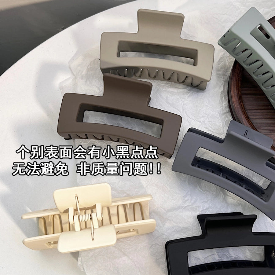 simple fashion rectangular hollow solid color plastic hair claw