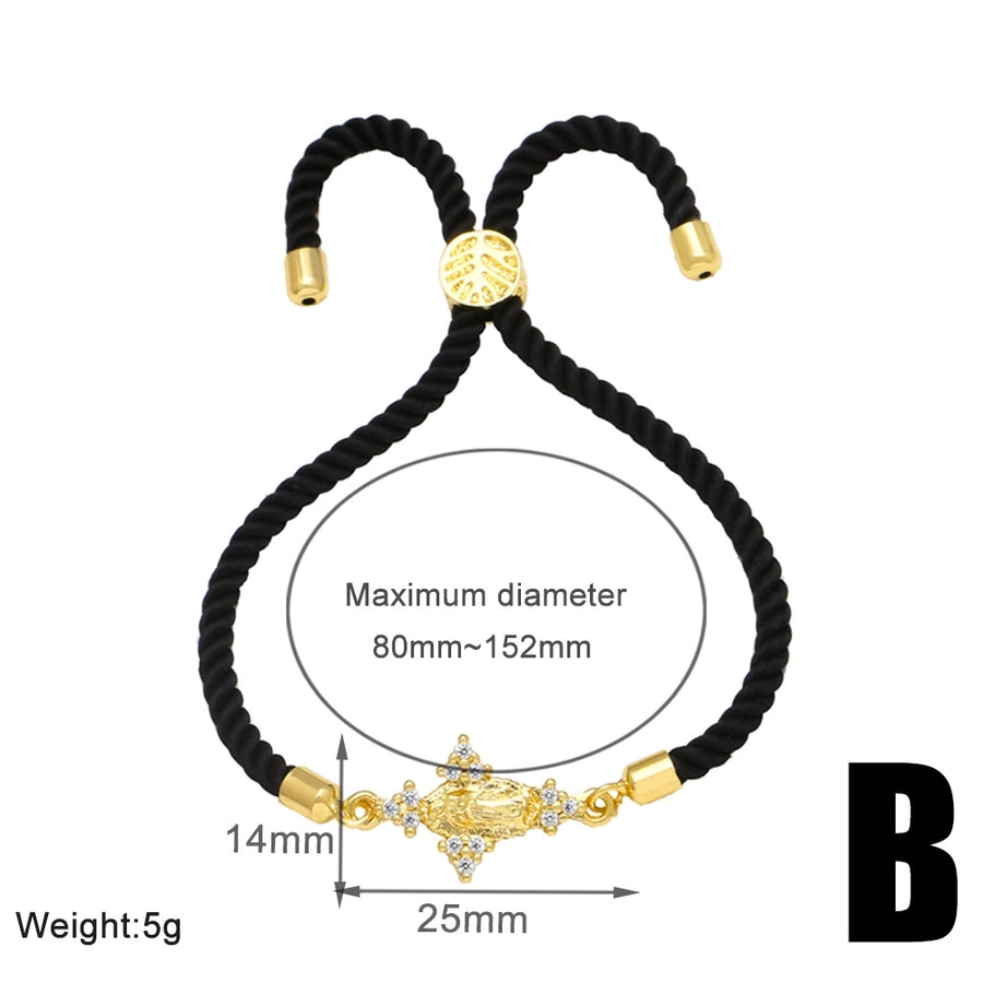 Copper 18K Gold Plated Inlay Virgin Mary Heart Shape Eye Zircon Bracelets