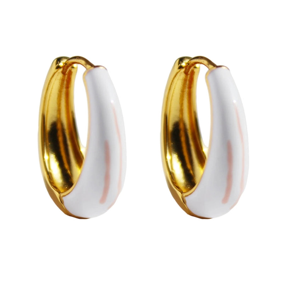 1 Pair Simple Style Circle Enamel Brass 24K Gold Plated Earrings