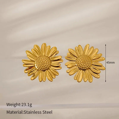 1 Pair Elegant Classic Style Geometric Circle Flower 304 Stainless Steel Ear Studs
