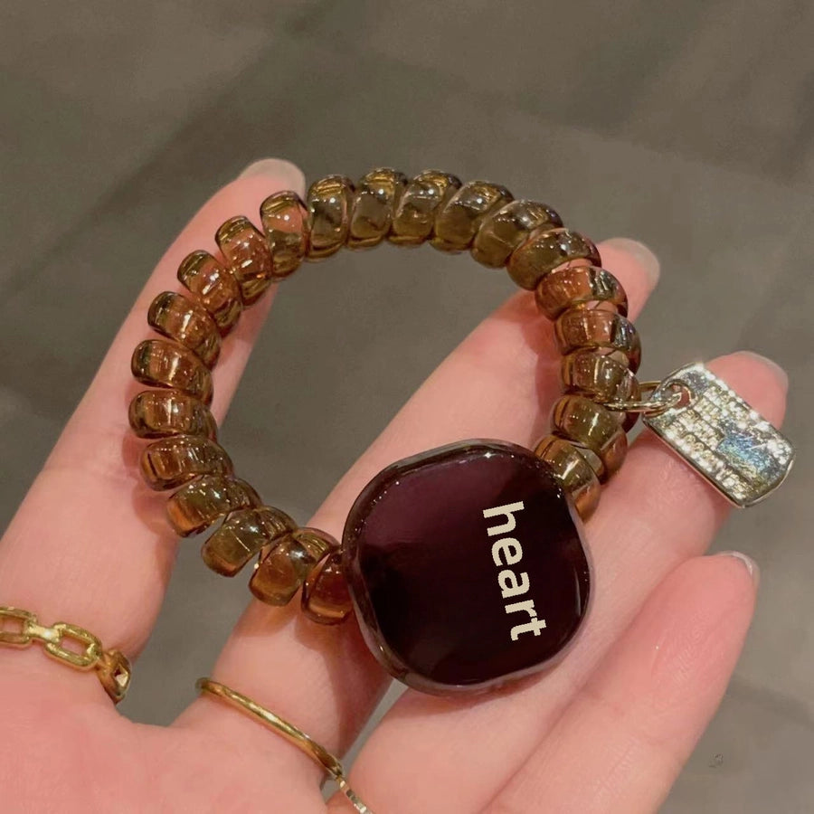 Korean New Acetic Acid Jelly Square Smile Phone Line Hair Ring Dopamine Girl Hair Rope Women