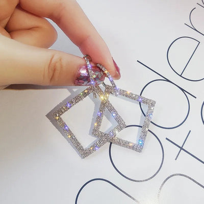 1 pair retro geometric heart shape bow knot alloy rhinestones drop earrings