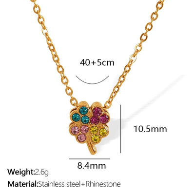 Jewelry IG Style Classic Style Geometric Moon Heart Shape Titanium Steel Rhinestones Plating Pendant Necklace