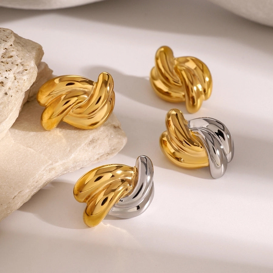 1 Pair Classic Style cross Color Block 304 Stainless Steel Ear Studs