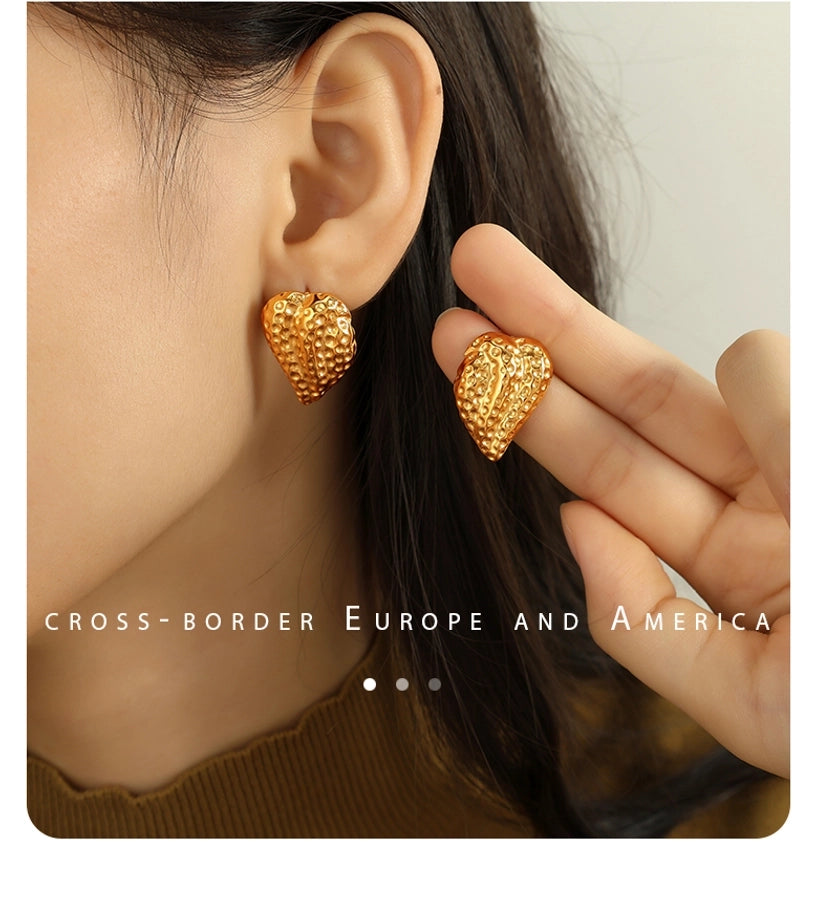 1 Pair IG Style Retro Geometric Polishing Plating 304 Stainless Steel 18K Gold Plated Ear Studs