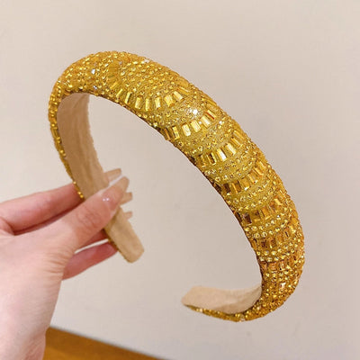 retro lady solid color rhinestone hair band